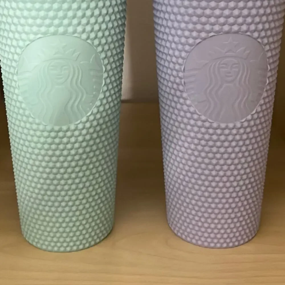 🆕 Starbucks Holiday 2021 Matte Lilac Mint Green Jelly Stud Venti Tumbler Set